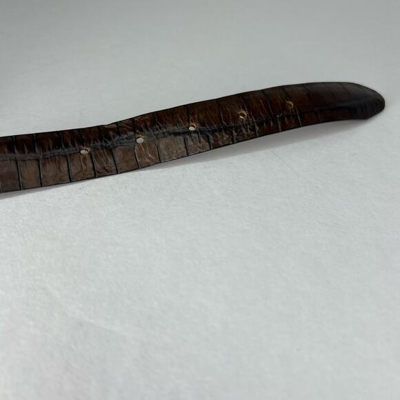 Joan & David Italy Croc Pattern Brown Leather Belt with Silvertone Hardware Sz M - Picture 3 of 12